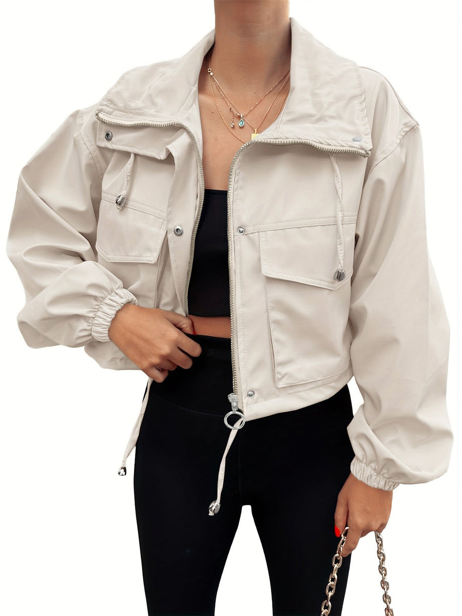 AGAPITA™ – Lightweight Zip-Up Cropped Jacket